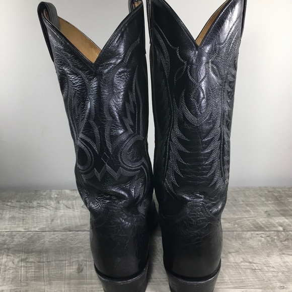 Vintage Tony Lama Mens #6252 Smooth Black Leather Cowboy Western Boots Size 8 EE - Picture 8 of 13